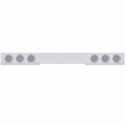 Chrome 1 Piece Rear Light Bar With Six 36 LED 4" Lights & Bezels - Red LED/Clear Lens