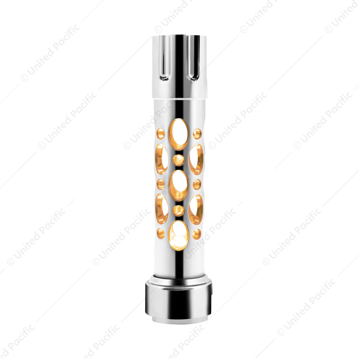 Austin Gun Cylinder Gearshift Knob With LED 13/15/18 Speed Adapter - Chrome/Amber LED