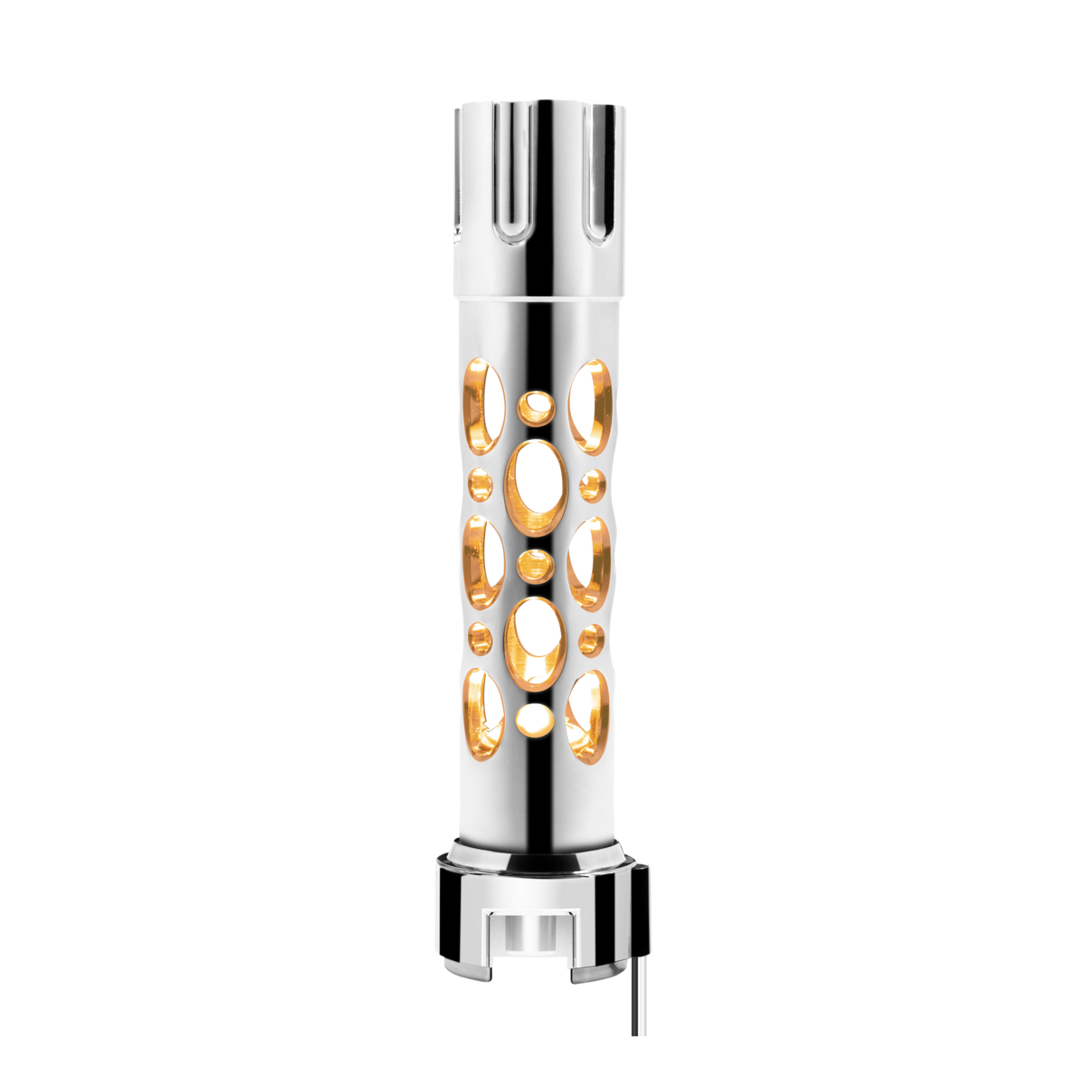 Austin Gun Cylinder Gearshift Knob With LED 13/15/18 Speed Adapter - Chrome/Amber LED