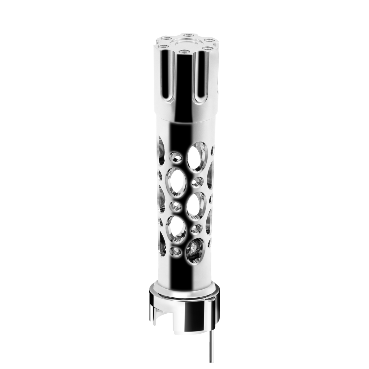 Austin Gun Cylinder Gearshift Knob With LED 13/15/18 Speed Adapter - Chrome/Amber LED