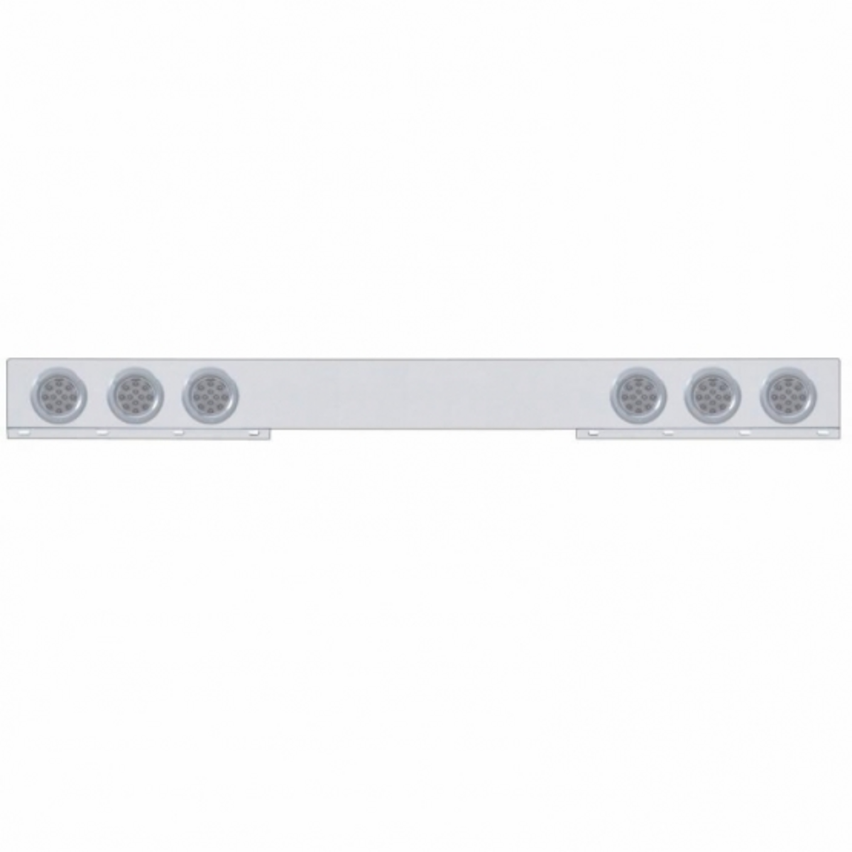 Stainless 1 Piece Rear Light Bar With Six 12 LED 4" Reflector Lights & Bezels - Red LED/Clear Lens