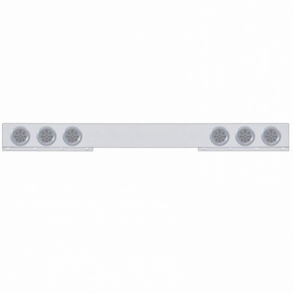 Stainless 1 Piece Rear Light Bar With Six 12 LED 4" Reflector Lights & Bezels - Red LED/Clear Lens