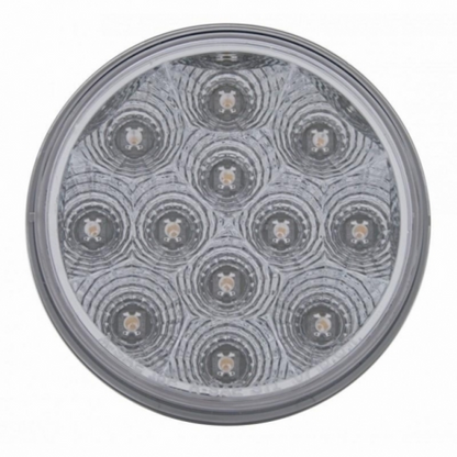 Stainless 1 Piece Rear Light Bar With Six 12 LED 4" Reflector Lights & Bezels - Red LED/Clear Lens