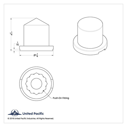 11/16" X 1-1/4" Chrome Plastic Pointed Nut Cover - Push-On