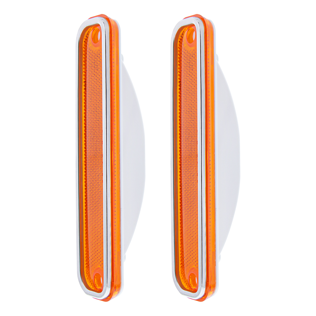 Side Marker Light With Stainless Steel Trim For 1973-80 Chevy Truck, Amber Lens (Box of 2)