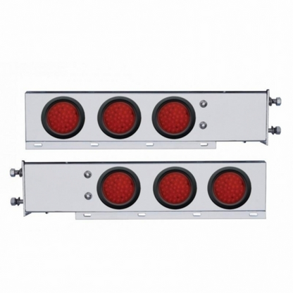 3-3/4" Bolt Pattern Chrome Spring Loaded Bar W/6X 36 Red LED 4" Lights - Red Lens (Pair)