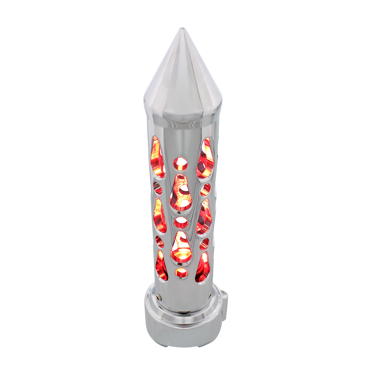 Brooklyn Spike Gearshift Knob With LED 9/10 Speed Adapter - Chrome/Red LED