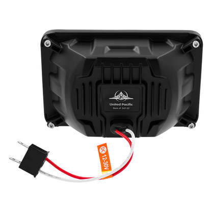 ULTRALIT - Heated 4" X 6" LED Headlight With Glass Lens & Aluminum Housing - High Beam - Black