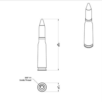 50 Caliber Bullet Style 5/8"-11 Thread-On Air Valve Knob (Card)