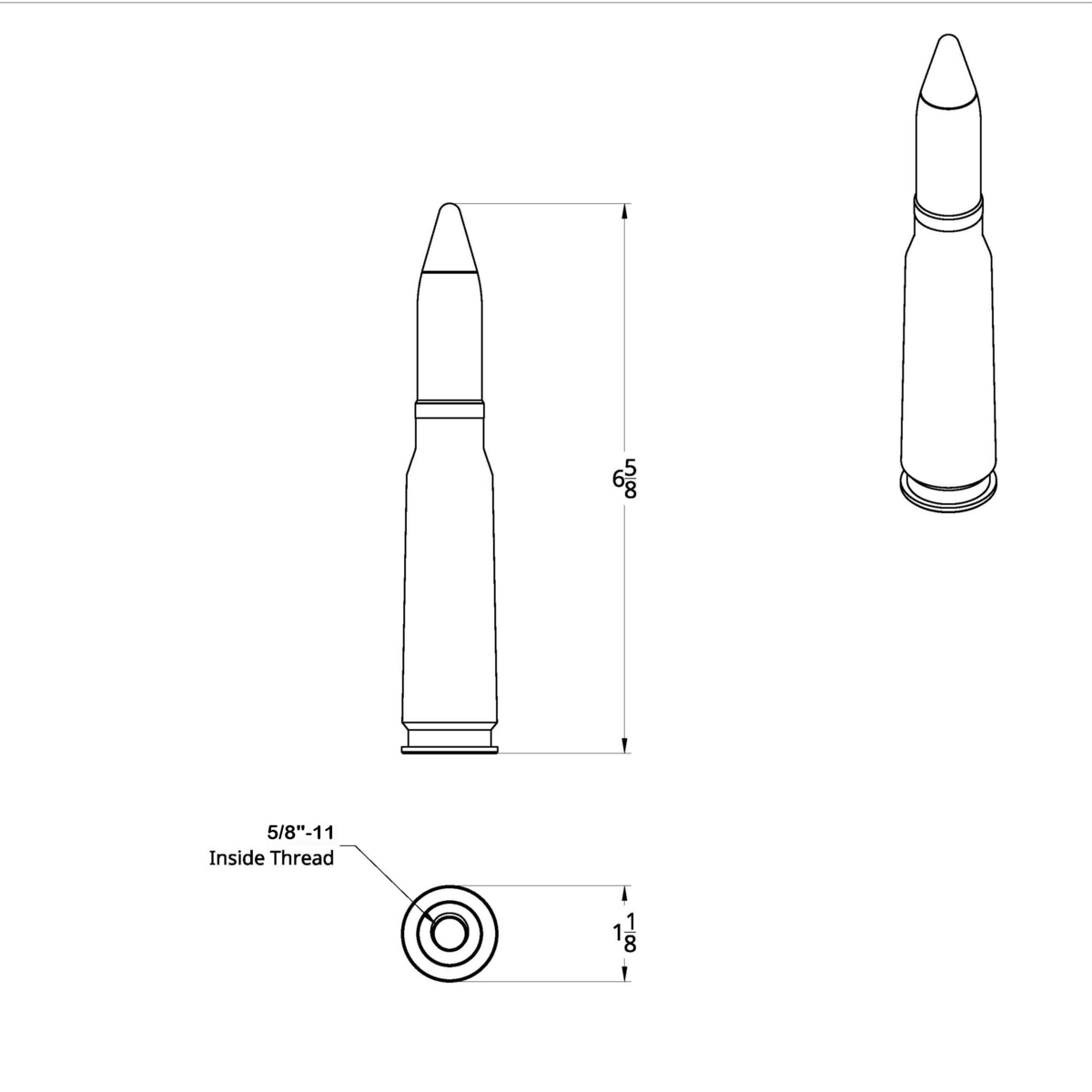 50 Caliber Bullet Style 5/8"-11 Thread-On Air Valve Knob (Card)