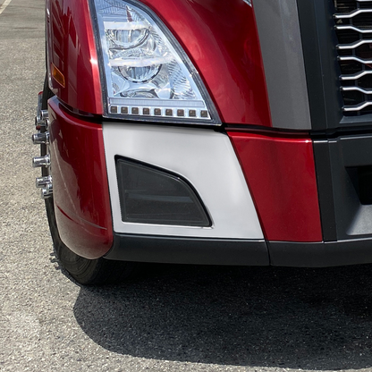 ABS Satin Silver Bumper Fog Light Hole Cover For 2018-2024 Volvo VNL - Passenger