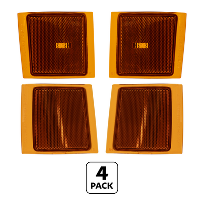 Front Side Marker Lights & Reflectors For 1994-2002 Chevrolet Truck (Complete Set/4)