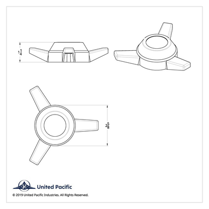 Chrome Plastic 3 Bar Straight Hubcap Spinner Only