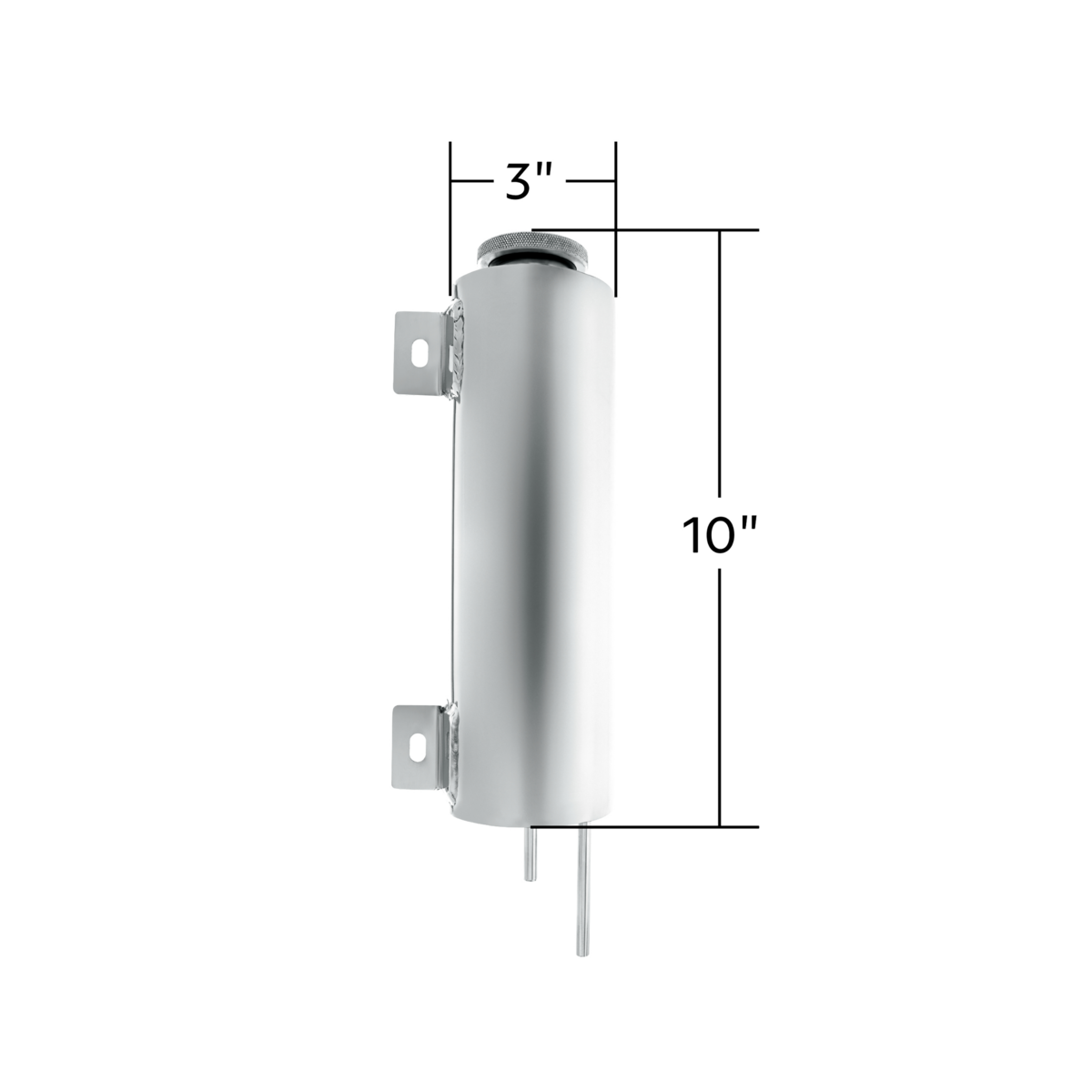 3"x10" Universal Polished Stainless Steel Radiator Overflow Tank