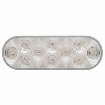 10 LED 6" Oval Light (Stop, Turn & Tail) - Red LED/Clear Lens