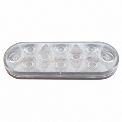 10 LED 6" Oval Light (Stop, Turn & Tail) - Red LED/Clear Lens