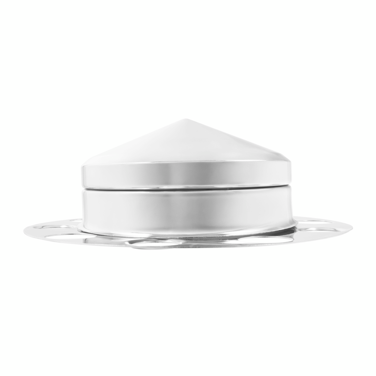 Chrome Pointed Front Axle Cover 3PC Kit For 1-1/2" Nut Cover - Aluminum Wheel