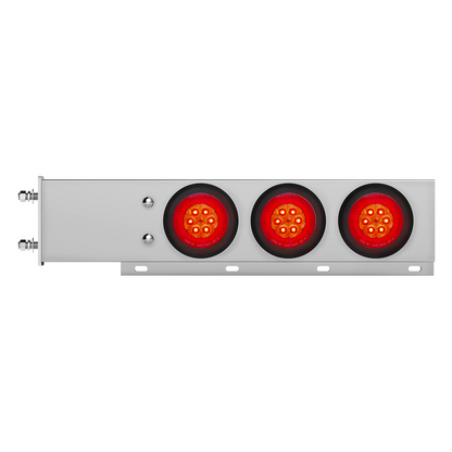 3-3/4" Bolt Pattern Chrome Spring Loaded Bar With 6X 4" 16 Red LED Turbine Lights - Red Lens (Pair)