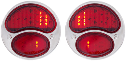 31 LED Sequential Tail Light Assembly With 4 LED LP Light, Black Housing, & SS Rim For 1928-31 Ford Car - L/H; 31 LED Sequential Tail Light Assembly With Black Housing & SS Rim For 1928-31 Ford Car - R/H (2pcs)