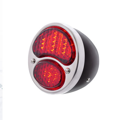 31 LED Sequential Tail Light Assembly With 4 LED LP Light, Black Housing, & SS Rim For 1928-31 Ford Car - L/H; 31 LED Sequential Tail Light Assembly With Black Housing & SS Rim For 1928-31 Ford Car - R/H (2pcs)