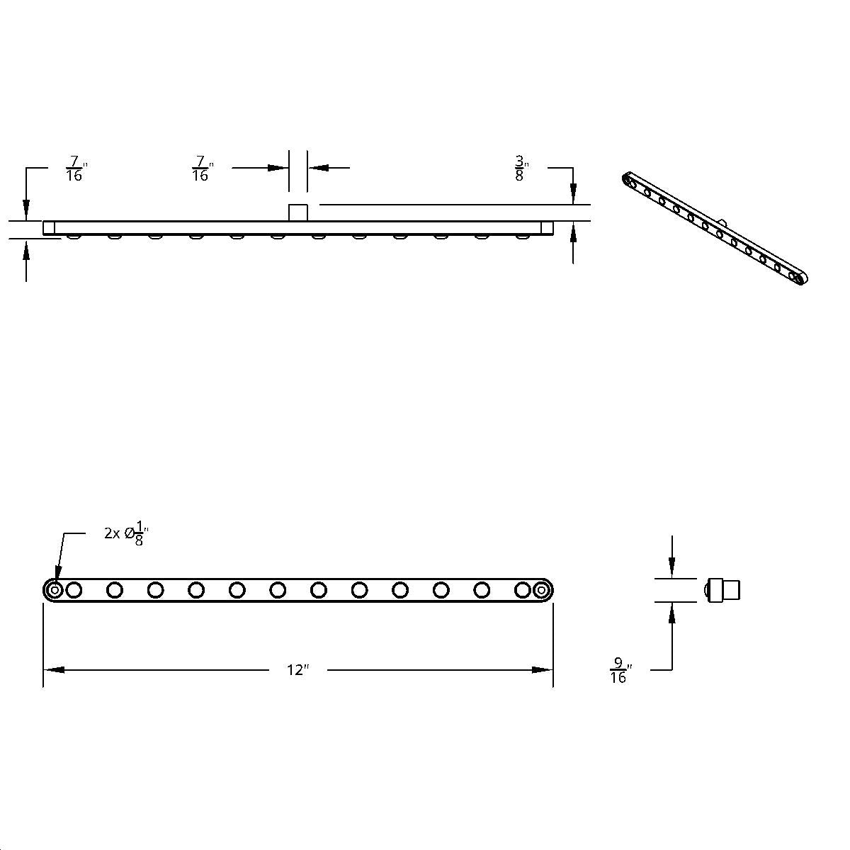 12 LED 12" Ultra Slim Light Bar Only (Stop, Turn & Tail) - Red LED/Red Lens (Bulk)