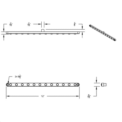 12 LED 12" Ultra Slim Light Bar Only (Stop, Turn & Tail) - Red LED/Red Lens (Bulk)