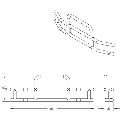 HighwayShield I15-304 Stainless Steel Grille Guard & Bracket Kit For 2008-2017 Freightliner Cascadia
