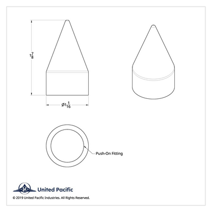 3/4" X 1-7/8" Chrome Plastic Spike Nut Cover - Push-On (Bulk)