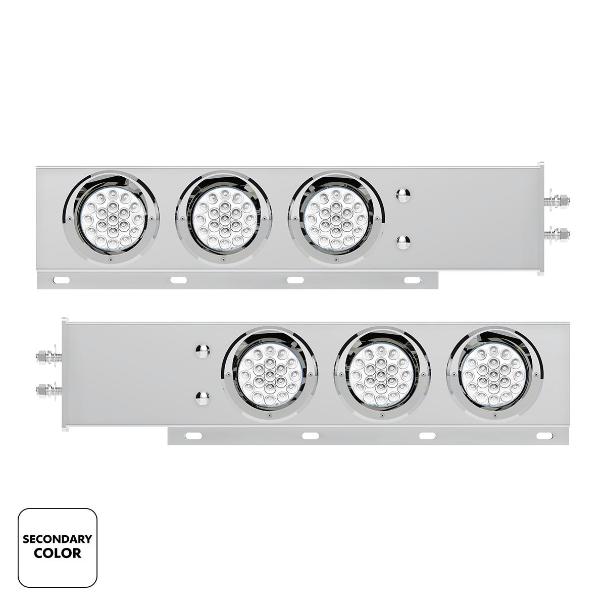 2.5" Bolt Pattern SS Spring Loaded Light Bar With 6X Double Fury 19 LED Lights & Visors-Red & White(Pair)