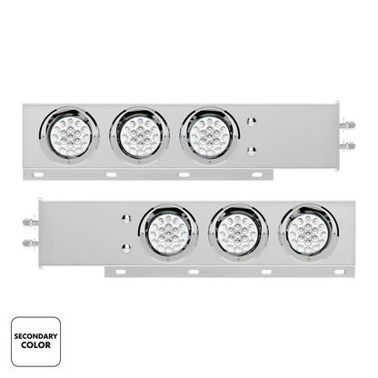 2.5" Bolt Pattern SS Spring Loaded Light Bar With 6X Double Fury 19 LED Lights & Visors-Red & White(Pair)