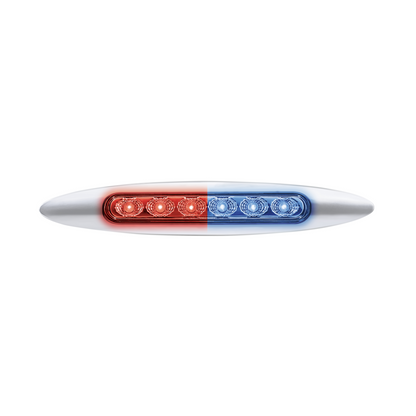 Double Fury 6 LED Dual Function 6" Marker Light With Chrome Bezel-Red & Blue/Clear Lens
