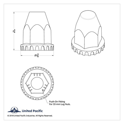 33mm X 2 3/4" Australian Volvo Nut Cover With Flange - Push-On (Bulk)