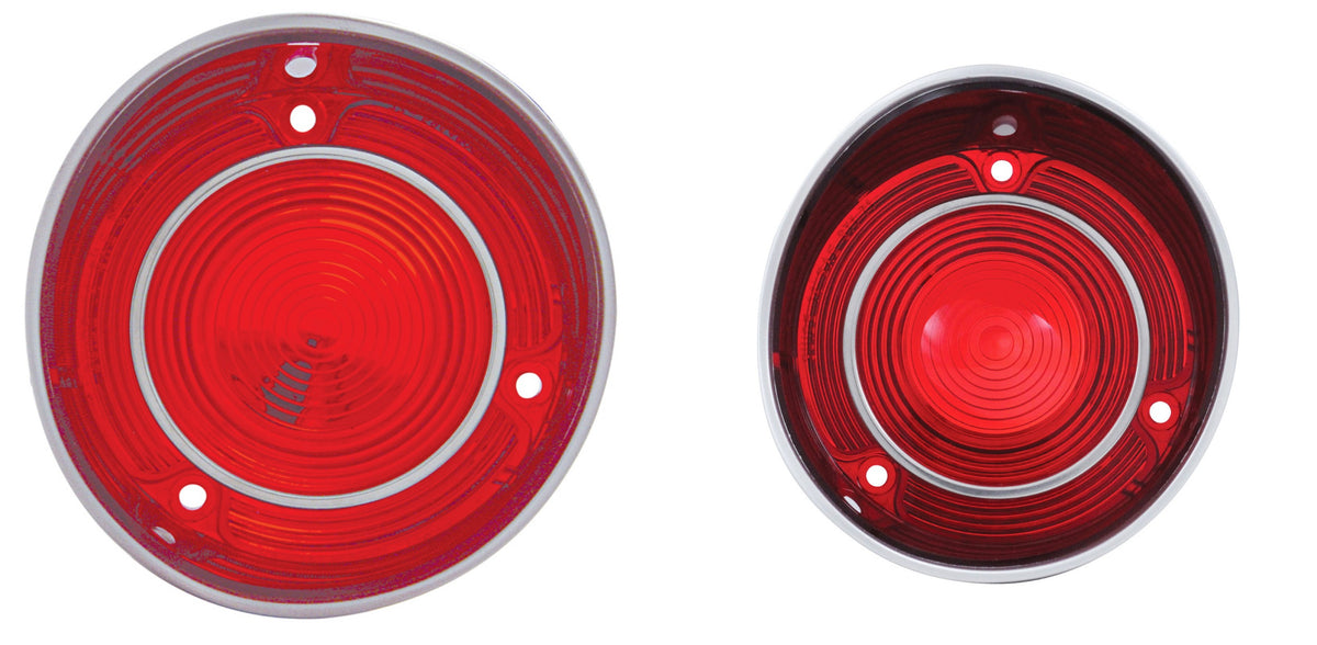 Tail Light Lens With Stainless Steel Trim For 1971 Chevy Malibu/Chevelle "SS" - L/H and R/H (2pcs)