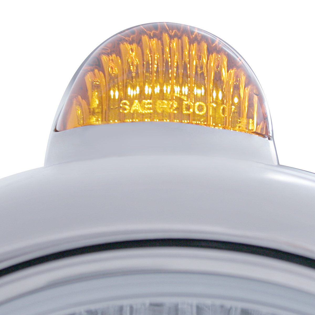 Stainless Steel Guide 682-C Headlight H4 With Amber LED & Dual Mode LED Signal-Amber Lens