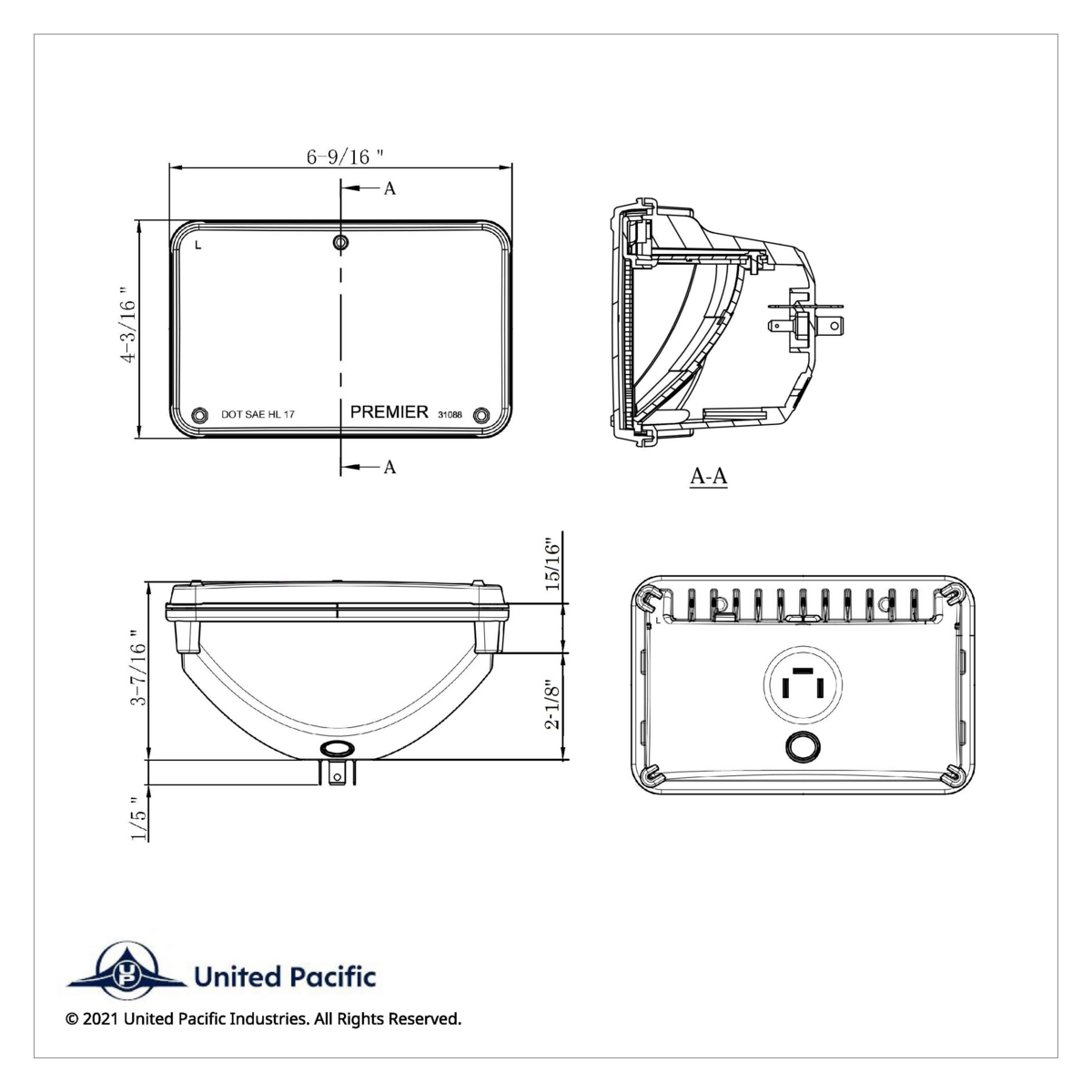 ULTRALIT - High Power LED 4" X 6" Low Beam Headlight