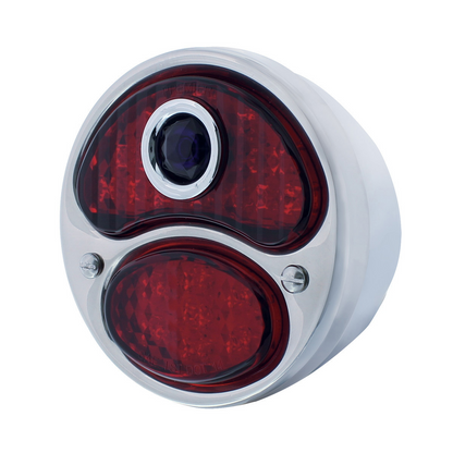 LED 12V Tail Light Assembly With SS Housing & Blue Dot For 1928-31 Ford Model A - R/H