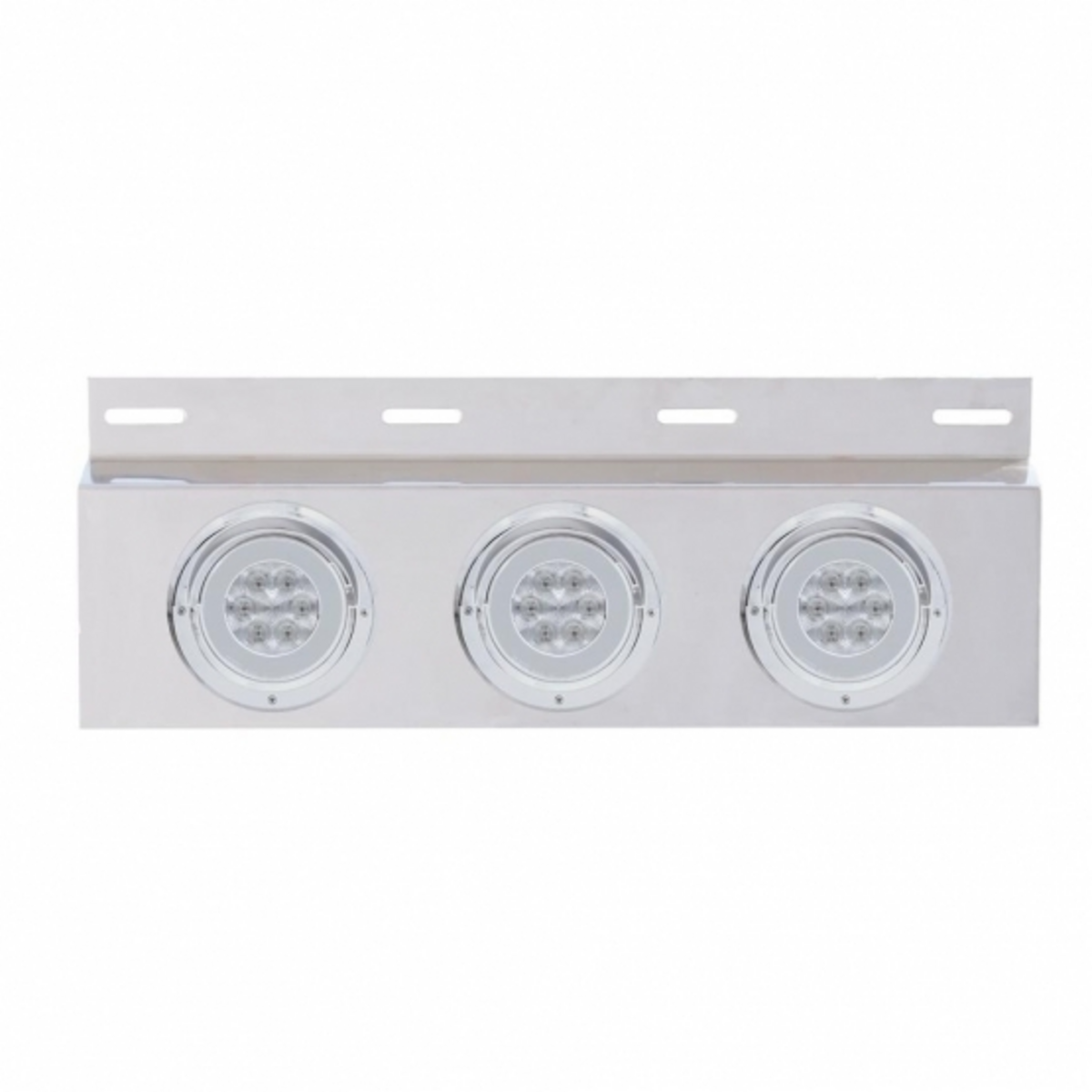 Stainless Top Mud Flap Plate With 3X 21 LED 4" GloLight & Visors - Red LED/Clear Lens (Each)