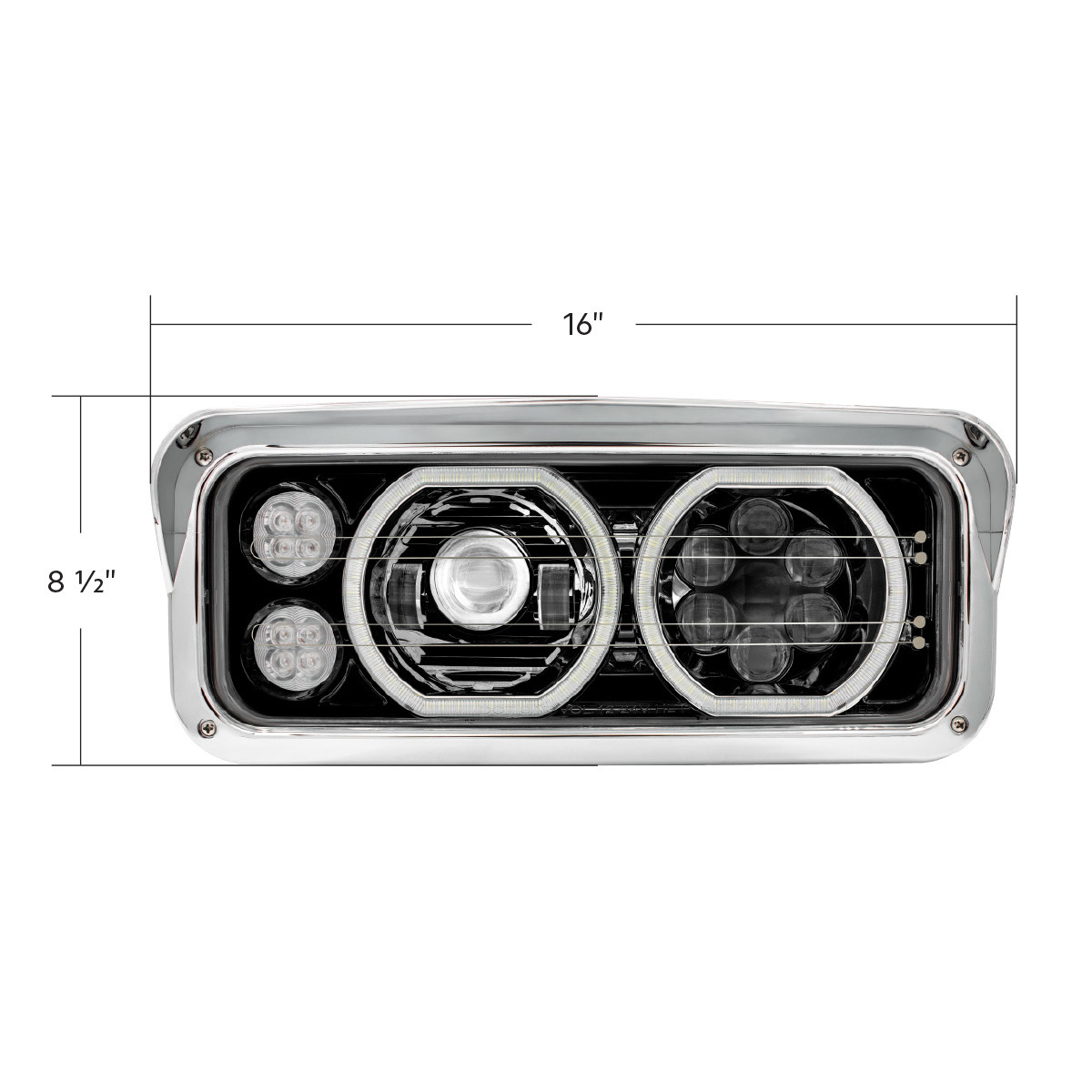Blackout High Power Heated 10 LED Headlight With LED Turn & DRL-Passenger