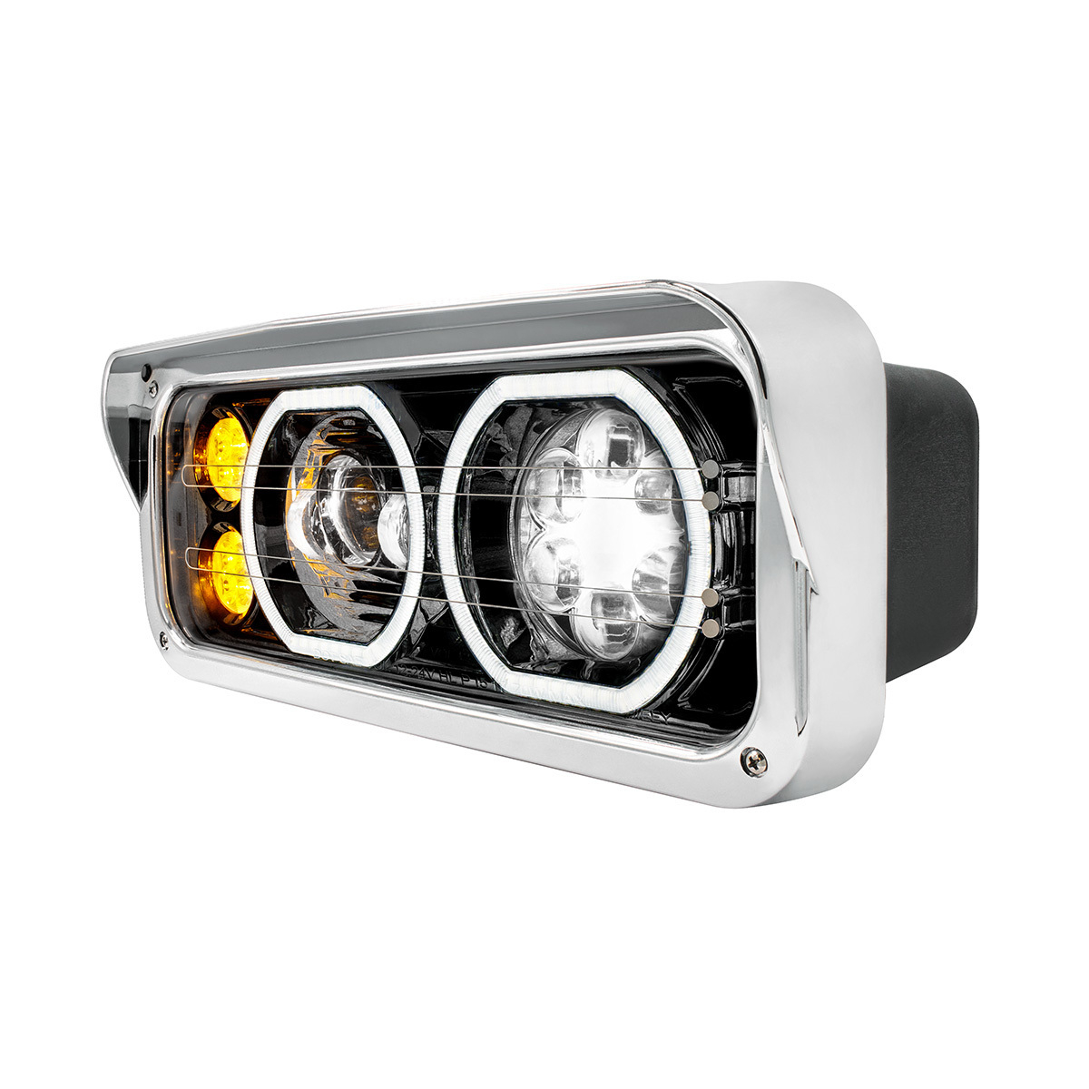 Blackout High Power Heated 10 LED Headlight With LED Turn & DRL-Passenger