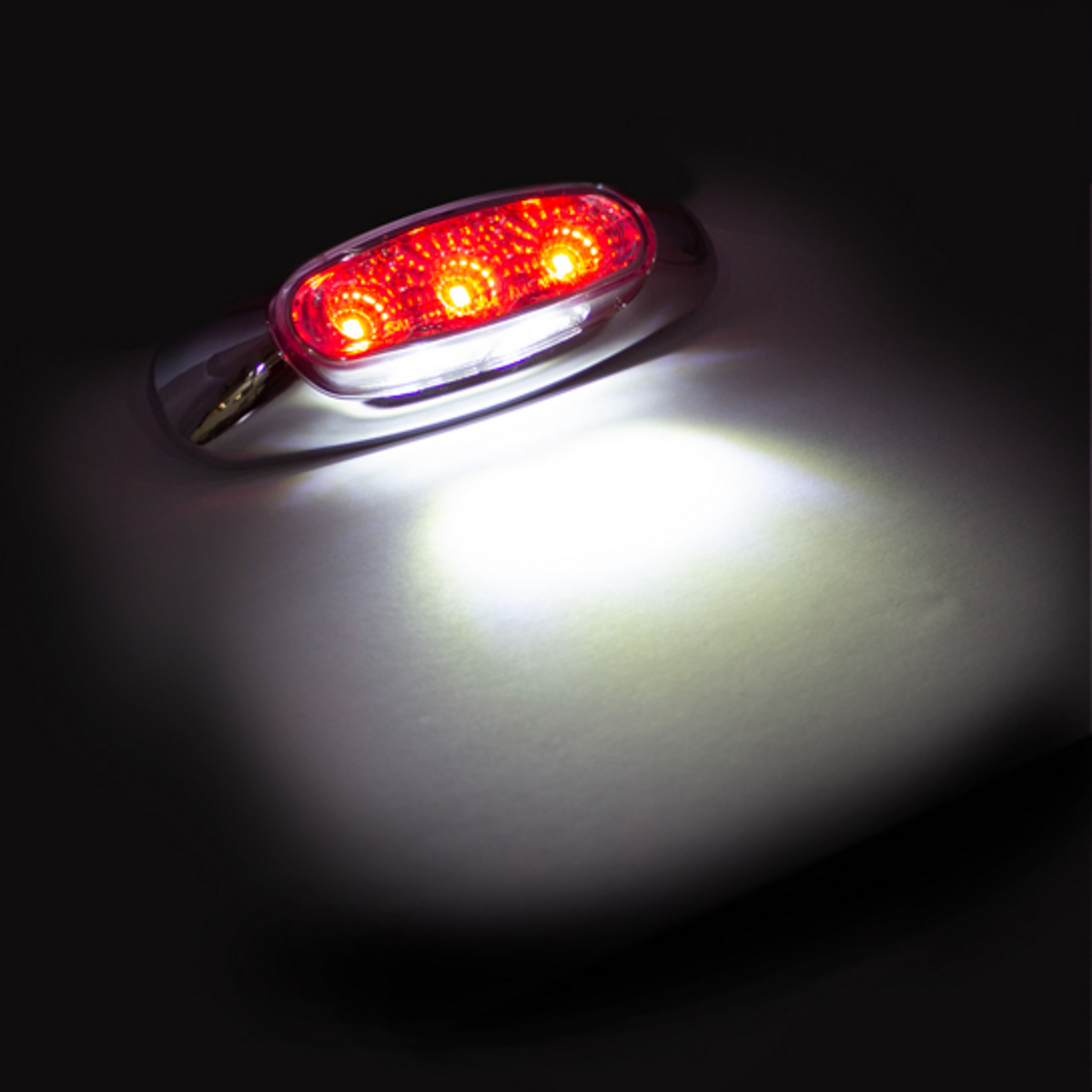 5 LED Reflector Auxiliary/Utility Light With Side Ditch Light -Red LED/Clear Lens (Bulk)