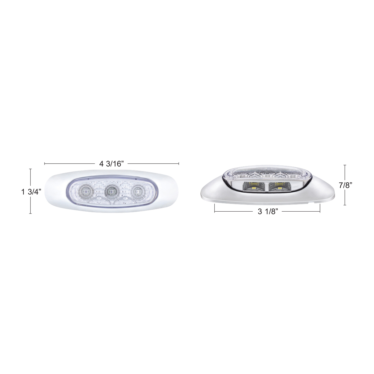 5 LED Reflector Auxiliary/Utility Light With Side Ditch Light -Red LED/Clear Lens (Bulk)
