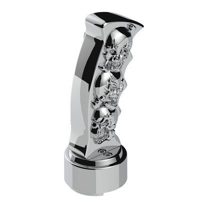 Thread-On Skulls Pistol Grip Gearshift Knob With 13/15/18 Speed Adapter - Chrome