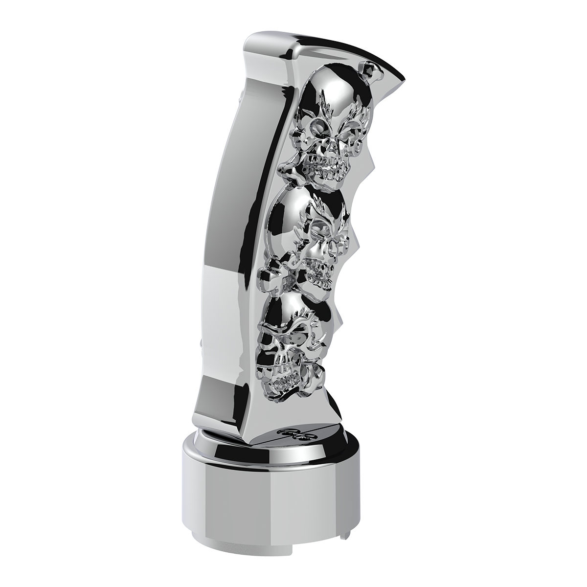 Thread-On Skulls Pistol Grip Gearshift Knob With 13/15/18 Speed Adapter - Chrome