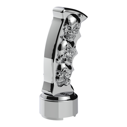 Thread-On Skulls Pistol Grip Gearshift Knob With 13/15/18 Speed Adapter - Chrome