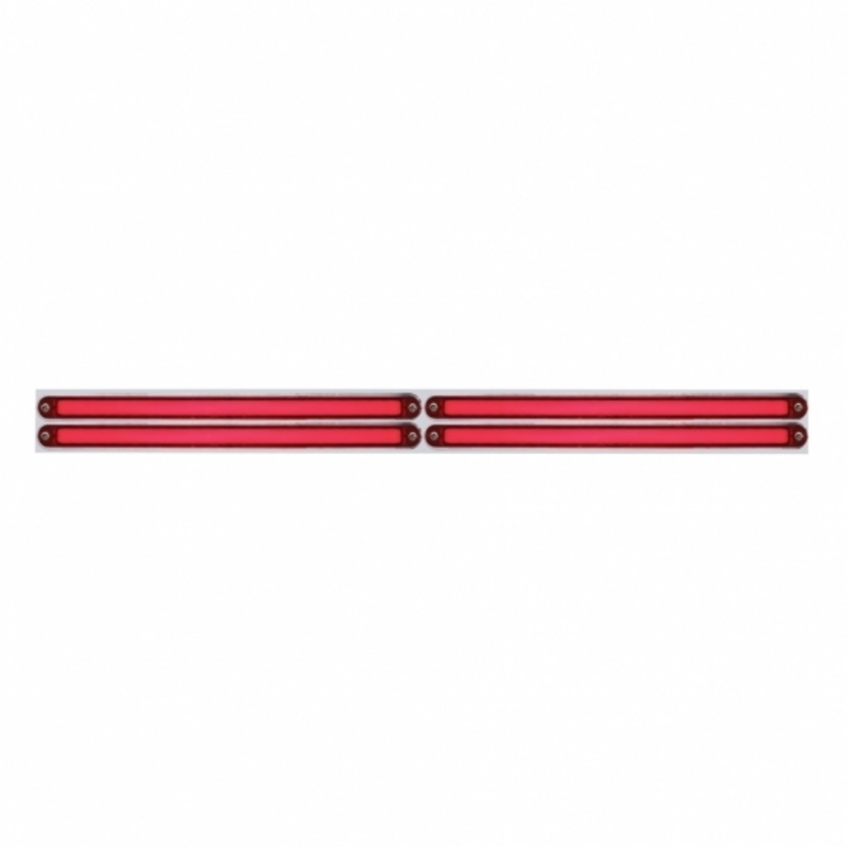 Chrome Top Mud Flap Plate With Four 24 LED 12" GloLight Bars - Red LED/Red Lens (Each)
