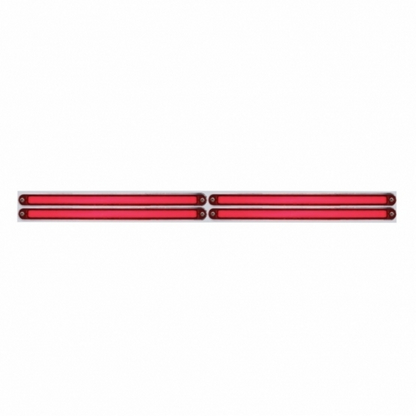 Chrome Top Mud Flap Plate With Four 24 LED 12" GloLight Bars - Red LED/Red Lens (Each)