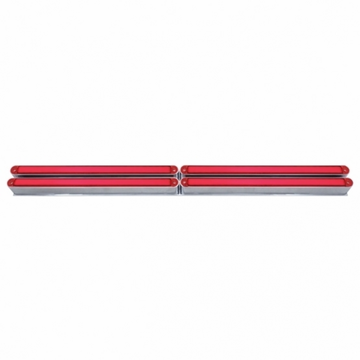 Chrome Top Mud Flap Plate With Four 24 LED 12" GloLight Bars - Red LED/Red Lens (Each)