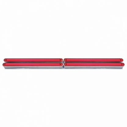 Chrome Top Mud Flap Plate With Four 24 LED 12" GloLight Bars - Red LED/Red Lens (Each)
