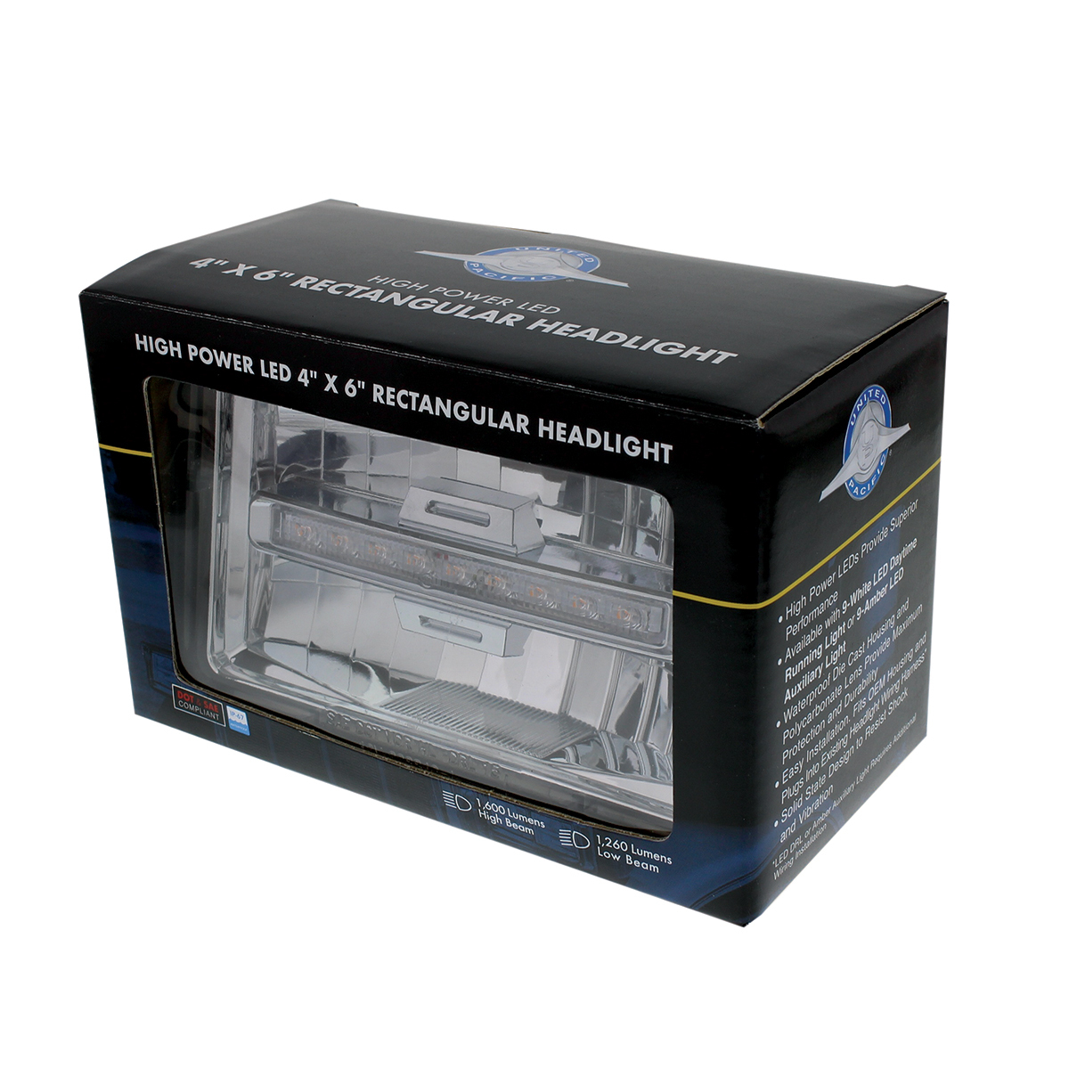 ULTRALIT - 4" X 6" Rectangular LED Headlight With White LED Position Light - Low Beam