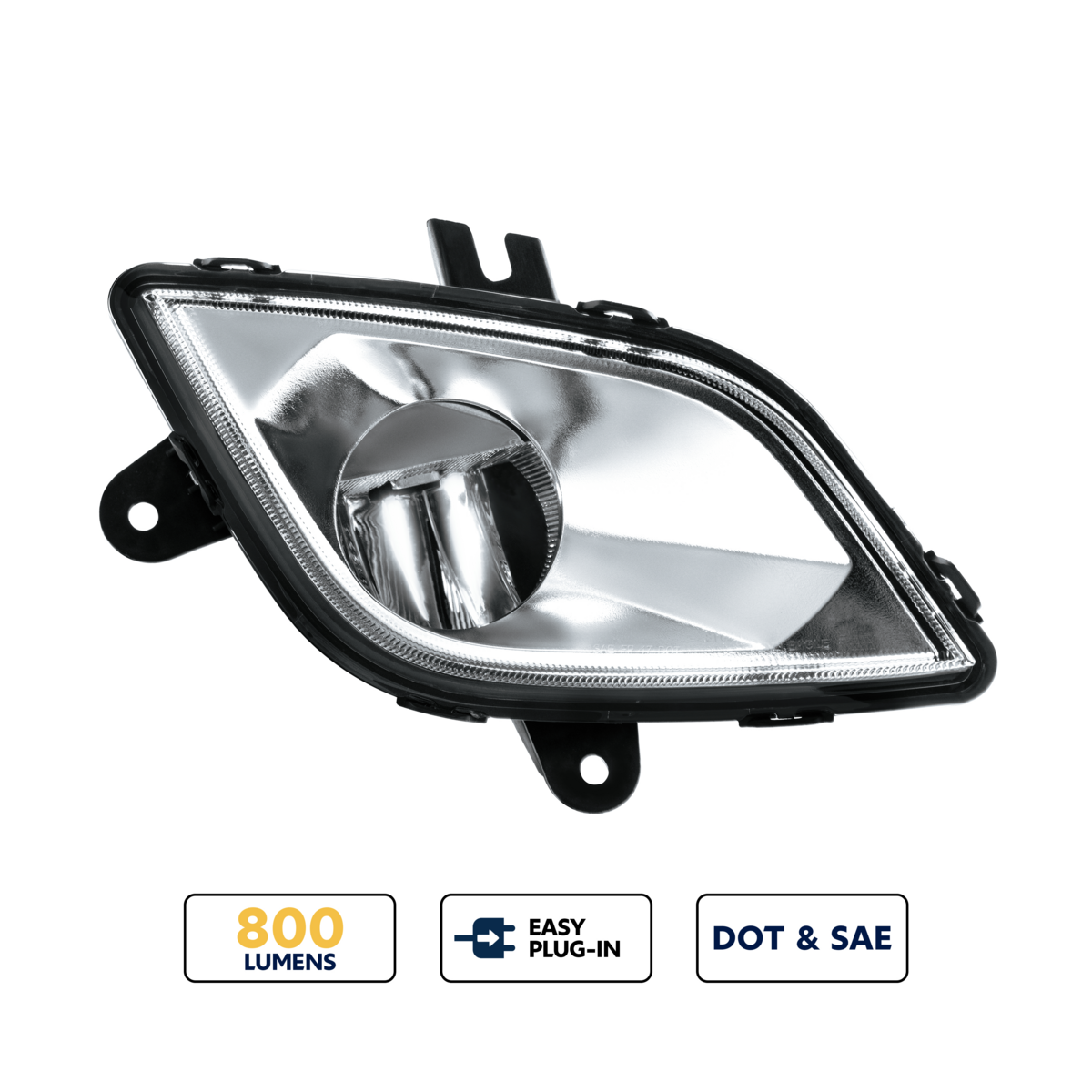 High Power LED Silver Fog Light For 2018-2024 Freightliner Cascadia-Driver and Passenger (2pcs)